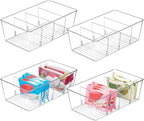 Vtopmart 4 Pack Food Storage Organizer Bins, Clear Plastic, 4 Compartments by Vtopmart