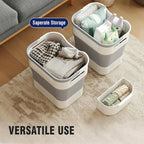 TECHMILLY Collapsible Plastic Laundry Basket Hamper with Handles, 35L Portable Rubber Clothes Basket, Pop Up Storage Container/Organizer with Hanging basket for Washing & Storage, Grey - Image 6