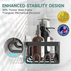 Veken Shower Caddy 6-Pack with Hooks, Bathroom Organizers & Storage, Black - Image 2