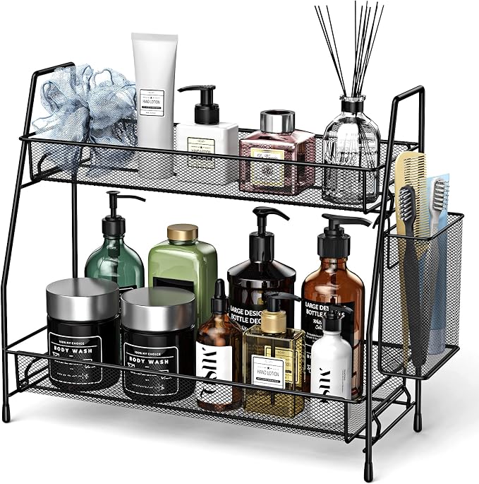 Bathroom Organizer Countertop, Spice Rack Organizer for Cabinet,Black by SPISPI