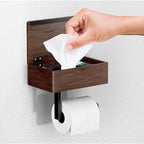 Day Moon™ - Toilet Paper Holder with Shelf - Modern Roll Holder for Bathroom - 1 Pack - Wall Mount - with Storage, Wood by DayMoonDesigns