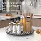 AMH 21-Inch Black and White Checkerboard Lazy Susan Decorative Tray - Image 2