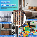 Flowers Print Boho Laundry Basket Foldable Oxford Cloth Hamper 18.9x16.5 In - Image 3