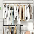 STORAGE MANIAC Hanging Closet Rod, Adjustable Width and Height Closet Hanging Organizer, Space-Saving Clothes Hanging Bar, Closet Extender Hanging Rod Double Closet Hanging Rod, 1 Pack Black - Image 9
