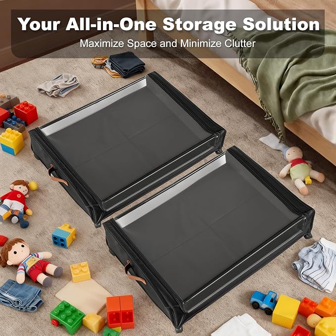 80L Large Under Bed Storage with Wheels, 2-Pack XXL Underbed Shoe Storage - Image 7