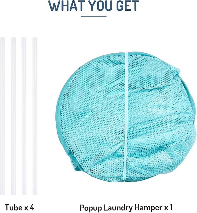 Seiritex Mesh Popup Laundry Hamper 3 Compartment Sortable Horizontal Collapsible Laundry Basket for Clothes Laundry Room Bedroom Toys Travel (Turquoise Blue) - Image 8