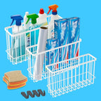 Cabinet Door Organizer 3Pcs, Foil and Plastic Wrap Organizer with 2 Sponges, Cabinet Door Storage with 3 Caddy Adhesive, for Aluminum Foil, Plastic Wrap, Wool Dryer Balls, White,(Small, Medium, Large) by FHJP