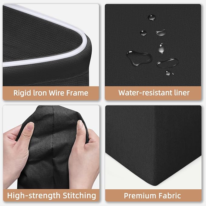 STORAGE MANIAC 2-Pack Large Laundry Hamper, 100L (26.4 Gal) Collapsible Laundry Basket with Bamboo Handles, Freestanding Waterproof Clothes Hamper for Bedroom, Dorm, Towels, Black+White - Image 5