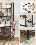 SONGMICS 4-Tier Long Stackable Metal Shoe Rack, Holds Up to 20 Pairs | Shoe Organizer for Closet, Entryway, and Small Spaces, with Adjustable Slanted Shelves, Black, DAVIAN Collection ULMR107BD01 - Image 7
