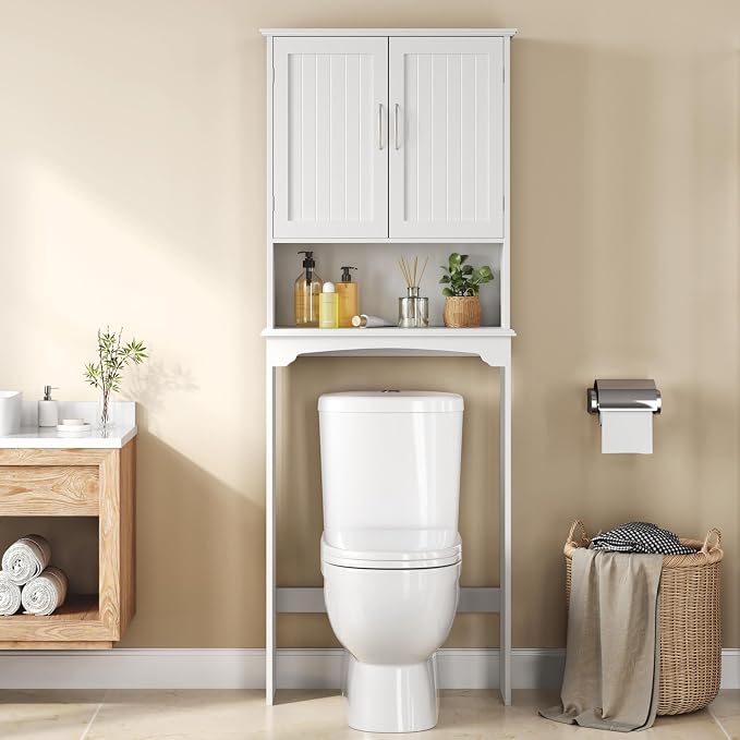 Yaheetech Over the Toilet Storage Cabinet, Bathroom Organizer, White - Image 2
