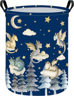 Round Dragon Print Waterproof Foldable Household Laundry Hamper by ONOEV