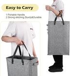 Odonata Slim Laundry Hamper Handles Collapsible Laundry Basket Thin Dirty Clothes Basket Narrow Laundry Bag Foldable Dirty Hamper 45L (Heather Grey) - Image 6