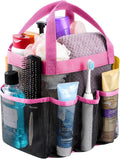 Lifewit Mesh Shower Caddy Portable for College Dorm Room Essentials with 7 Pockets, Freestanding Hanging Organizer Basket, Quick Dry Tote Bag for Camping, Bathroom, Beach, Travel, 1 Pack, Pink by Lifewit