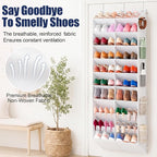 UVIAHOMI 20-30 Pairs Over the Door Shoe Organizer with Side Mesh Pockets, 10-Tier Hanging Shoe Storage for Closet, Breathable Door Shoe Rack Holds Sneakers, Boots, Heels & Daily Essentials, White - Image 5