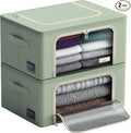 Sorbus Clothes Storage Bins, Clear Window & Handles (Medium, 2 Pack, Teal) | Large foldable stackable boxes have easy-carry grips for bedding and linens in closets, bedrooms and laundry rooms. by Sorbus