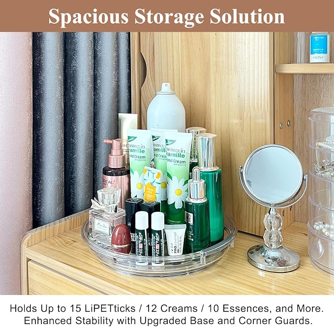 INCOSTAR Lazy Susan 2 Pack, 9 Inch Clear Turntable for Kitchen Cabinet - Image 7