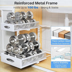 Under Sink Organizer, 2 Pack 2 Tier Pull Out Under Cabinet Organizer Shelf with Pad for Framed Cabinets, Metal Slide Out Under Sink Storage, Mesh Sliding Drawers for Kitchen Bathroom Laundry, White - Image 7