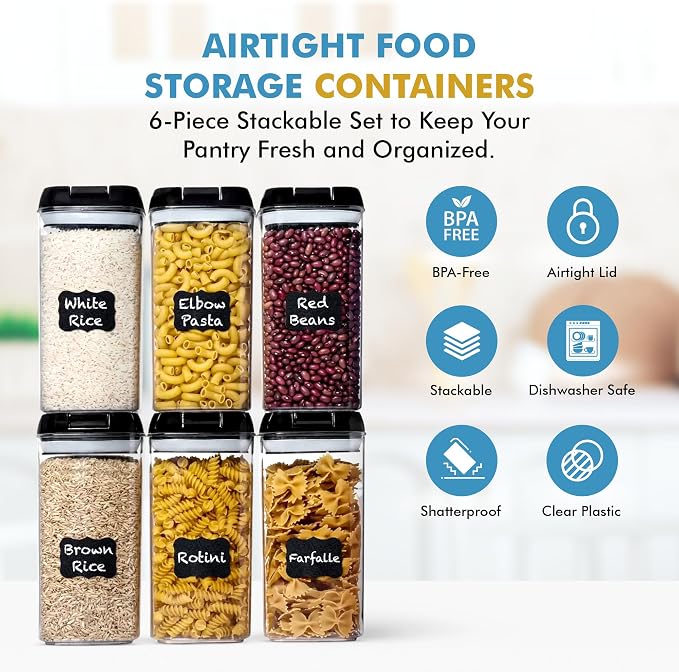 Shazo 6 PC 1.2L Airtight Food Storage Containers with Lids BPA Free Plastic - Image 7