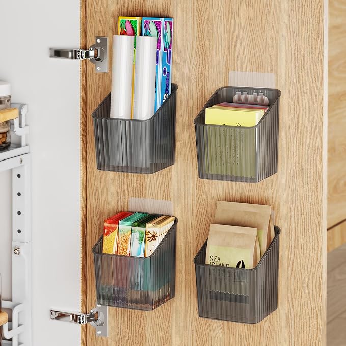NiHome 4-Pack Cabinet Door Organizer, Adhesive RV Camper Wall Storage Caddy - Image 2