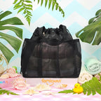 famichan Mesh Shower Caddy Portable with Drawstring, Dorm Room Essentials for College Students boy & girl, Larger Shower Bag for Camping,Swimming,Gym,Travel,Bathroom - Black - Image 4