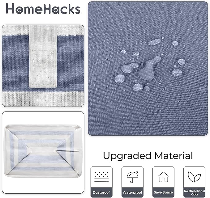 HomeHacks 2 Pack Laundry Baskets, Laundry Hampers Bags (Grey+Blue 125L) | Waterproof, Freestanding, Collapsible Clothes Hamper with Reinforced Handles in Laundry Room, Dorm, Bathroom, Bedroom - Image 5