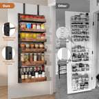 6-Tier Over The Door Pantry Organizer, Heavy-Duty Metal Wall Mount or Hanging Spice Rack, behind the door storage Shelves with Adjustable Basket, Back of Door Organizer for Kitchen Cabinet and Closet - Image 3