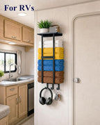 Kitsure Wall Mounted Towel Rack, Metal Towel Holder with Shelf, 29.3" H - Image 7
