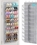 MISSLO 30 Pairs Over the Door Shoe Organizer Breathable Mesh Hanging Shoe Rack for Closet Storage with Wide Deep Pockets 10 Tier Shoes Holder Fit All the Family's Sneakers, Boots, Heels (Grey, 71") by MISSLO