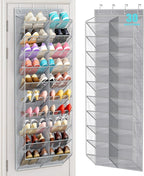 MISSLO 30 Pairs Over the Door Shoe Organizer Breathable Mesh Hanging Shoe Rack for Closet Storage with Wide Deep Pockets 10 Tier Shoes Holder Fit All the Family's Sneakers, Boots, Heels (Grey, 71") by MISSLO