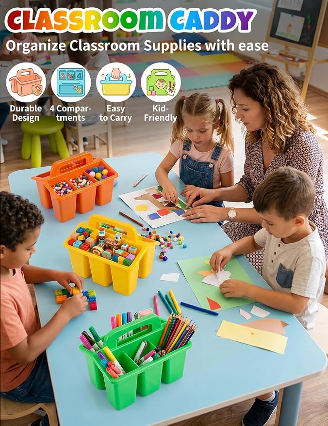 6 Pack Classroom Caddy Organizer with Handle, Table Caddy Classroom - Image 2