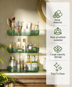 EUHOME 3-Tier Corner Bathroom Counter Organizer Makeup Cosmetic Storage, Tool-Free Installation Acrylic Vanity Shelf, Skin Care Organizer Perfume Tray for Countertop Bathroom, Dresser, Kitchen (Green) - Image 2