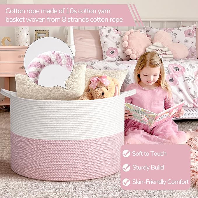 INDRESSME 115L Extra Large Pink Laundry Basket for Stuffed Animal Storage - Image 3