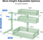 Under Sink Organizer, 3-Tier Thickened Metal Pull out Cabinet Organizer Shelf, Height Adjustable Slide out Storage Drawer Rack for Kitchen Bathroom Pantry Laundry Home Organization, 1-Pack, Green - Image 9