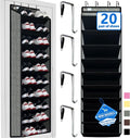 shoe organizer,70 Pounds Large Capacity,20-30-Pair over the door shoe organizer,10 Tiers shoe rack for closet,New upgrade Anti-scratch heavy duty hook and Bamboo material Baffle,Grey/Black by Zebricolo