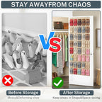 40-Pocket Over the Door Shoe Organizer - Large Mesh Pocket Hanging Shoe Organizer,Behind the Door Shoes Storage Holder Hanger - Image 4