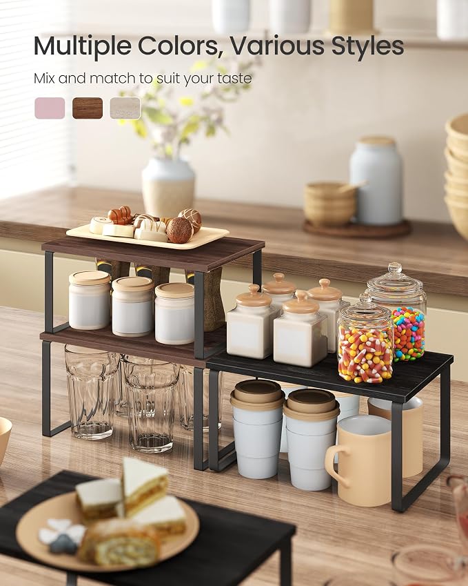 SONGMICS Cabinet Organizer Shelf, Set of 2 Spice Rack, Kitchen Storage - Image 3