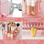 Clear Rotating Makeup Organizer Countertop for Vanity, 360° Makeup Brush Holder Organizer with 5 Compartments, Transparent Cosmetic Storage for Lipstick, Skincare, Bathroom Counter (Transparent Pink) - Image 5