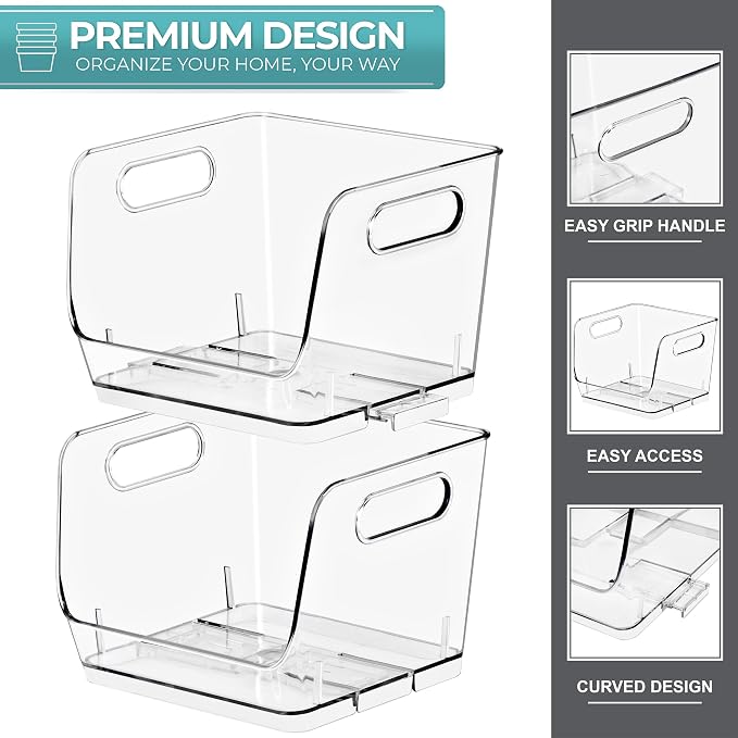 Sorbus Clear Pantry Organizer with Stackable Storage Bins, Open Front - Image 6