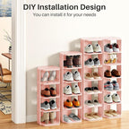 Kitstorack 10-Tier Vertical Plastic Shoe Rack, Freestanding Stackable Shoe Storage Organizer Cubes Shoe Shelf Tower or Small Closets and Tight Spaces, Pink - Image 9