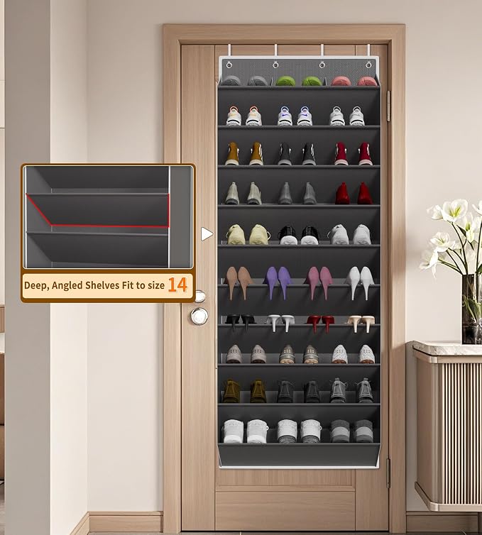 TAHAVICE Over the Door Shoe Organizer, Hanging Shoe Organizer with 30 Pairs - Image 2