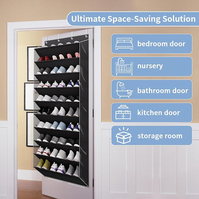 TAHAVICE 10-Tier Over The Door Shoe Organizer, Heavy Duty Hanging Storage - Image 7
