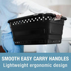 CleverMade Collapsible Plastic Laundry Basket, 39L Laundry Hamper, Black - Image 3