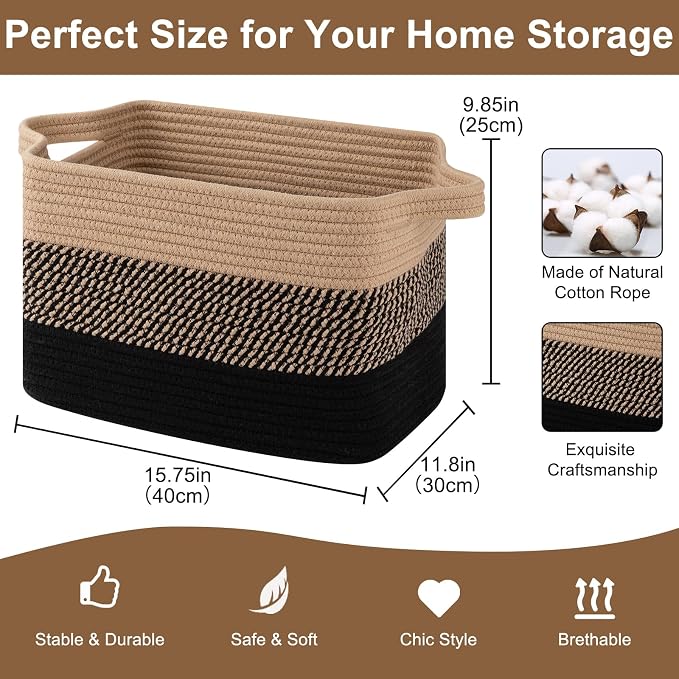 OIASKET Storage Basket for Organizing 3 Pack, Woven Baskets for Storage - Image 2