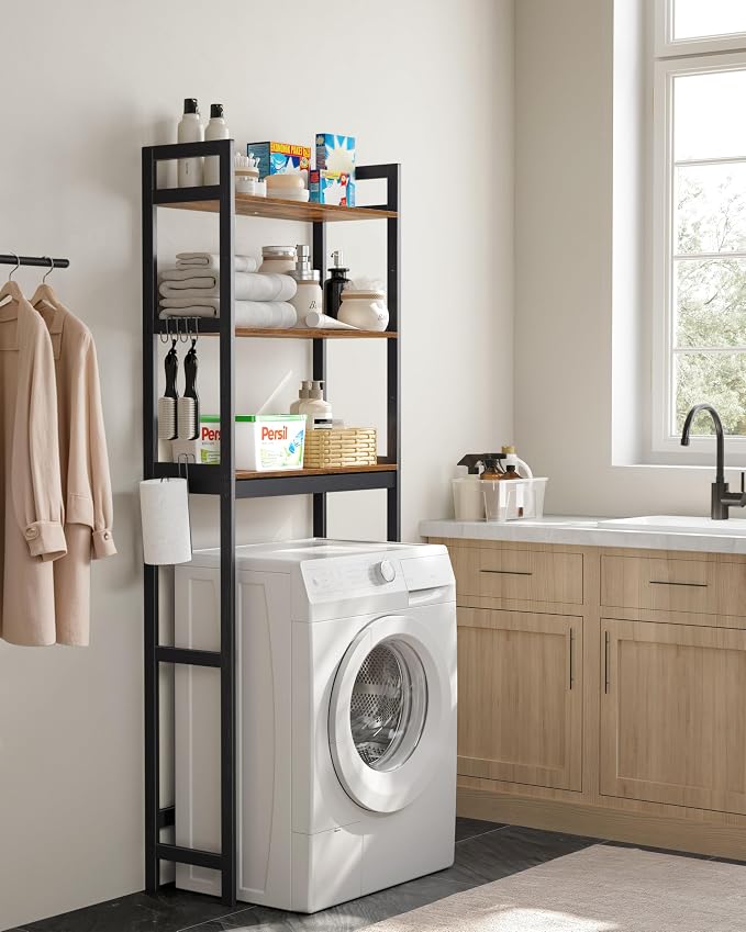 SONGMICS 3-Tier Bamboo Over The Toilet Storage, Adjustable Shelf, 66.9''H - Image 2