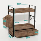 Kottwca 2-Tier Bathroom Counter Organizer with Drawer, Wooden Vanity Shelf - Image 3