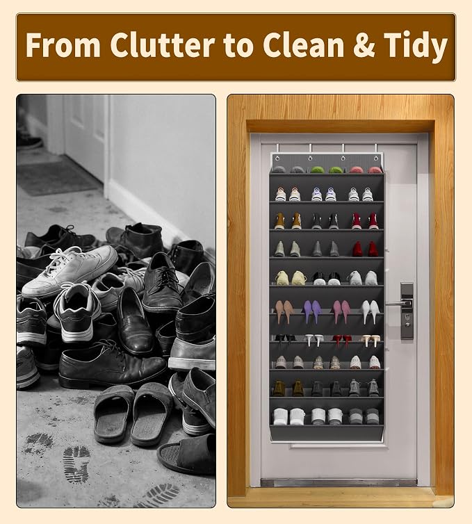 TAHAVICE Over the Door Shoe Organizer, Hanging Shoe Organizer with 30 Pairs - Image 3
