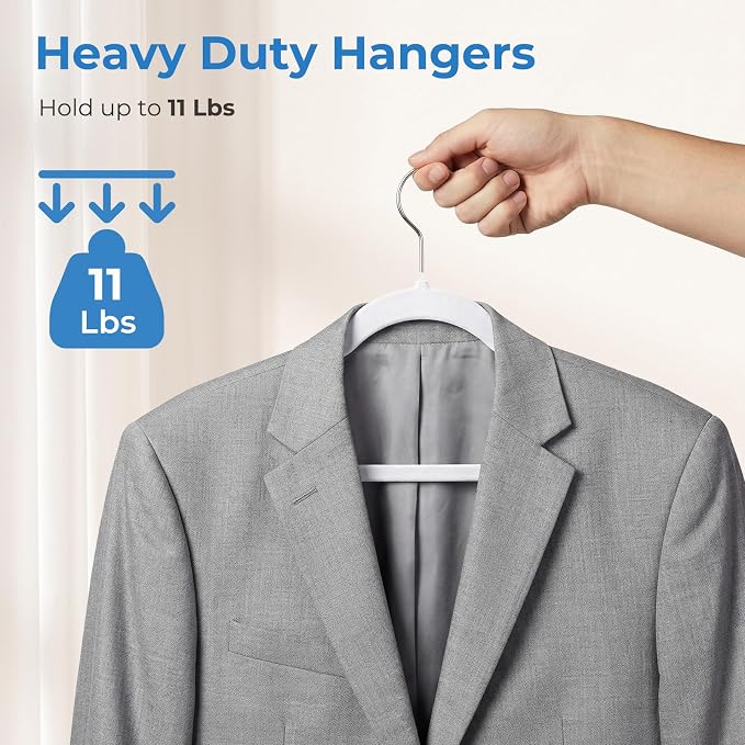 Smartor White Velvet Hangers 50 Pack, Non-Slip Space-Saving Clothes Hangers - Image 4