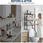 GloTika 3-Tier Over Toilet Storage Rack, Anti-Wobble, Black - Image 7