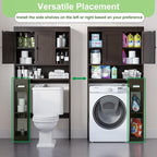 Over The Toilet Storage Cabinet with 7 Shelves, Imitation Walnut Grain Above Toilet Bathroom Organizer with Toilet Paper Holder Stand, Space Saver for Restroom, Laundry, Bathroom (Espresso) - Image 3