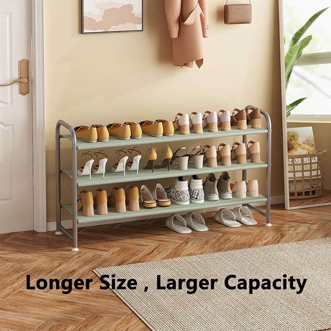 INGIORDAR 3 Tier Long Shoe Rack Organizer for Closet Metal Shoe Storage - Image 4